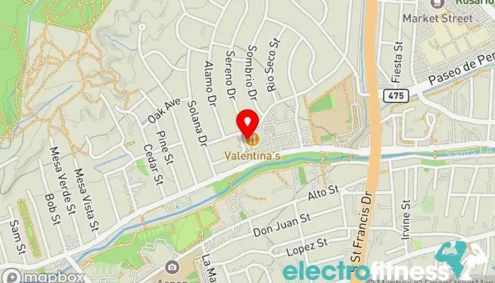 map of Santa Fe THRIVE Yoga studio, Indoor cycling in Santa Fe