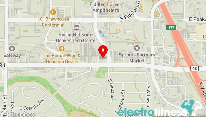 map of Serasana Health spa, Acupuncture clinic, Massage therapist, Tea house, Wellness center, Yoga studio in Greenwood Village