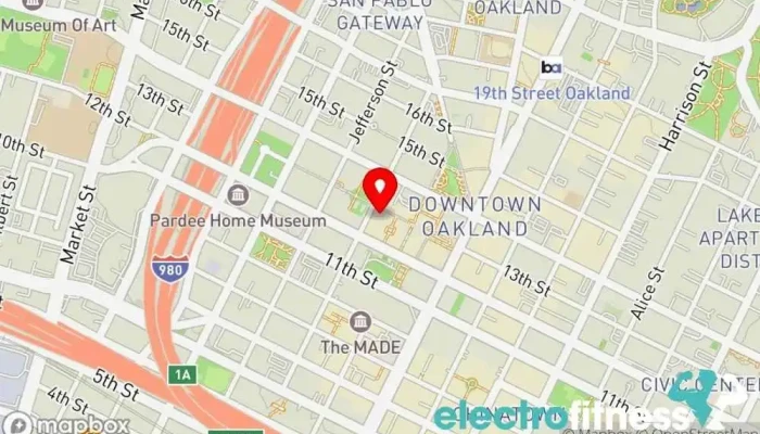 map of The Club at City Center Gym, Fitness center, Personal trainer in Oakland