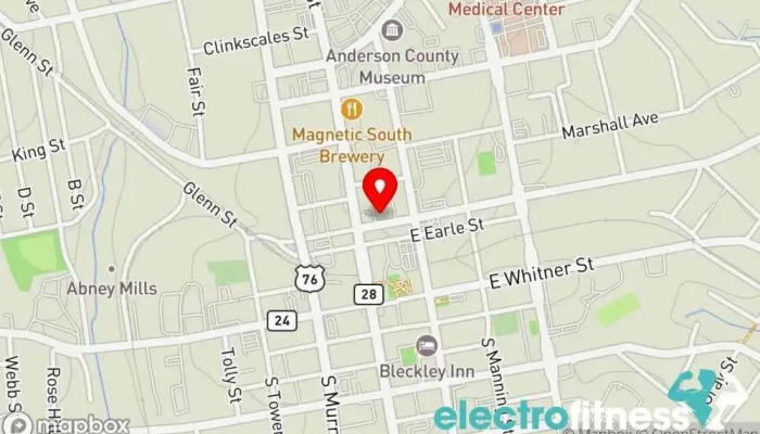 map of The Junkyard of Anderson Gym, Fitness center, Personal trainer in Anderson