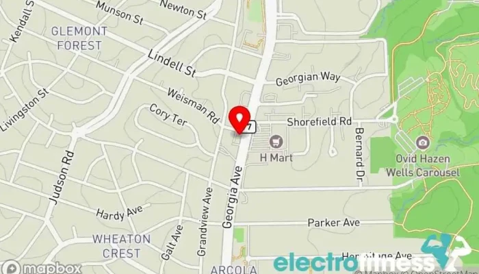 map of The Perfect Workout Personal trainer, Fitness center, Gym, Nutritionist, Physical fitness program in Silver Spring