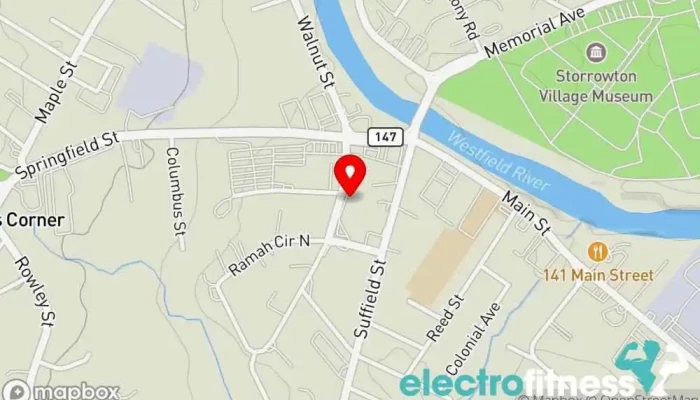 map of The Pilates Studio Pilates studio in Feeding Hills
