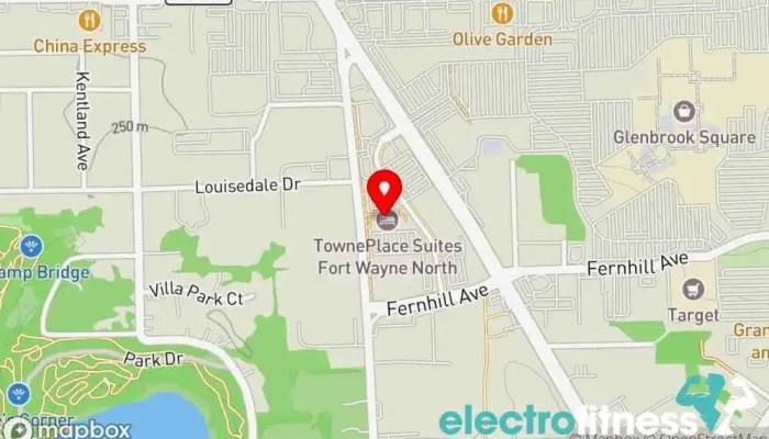 map of TownePlace Suites Fort Wayne North Hotel, Extended stay hotel in Fort Wayne