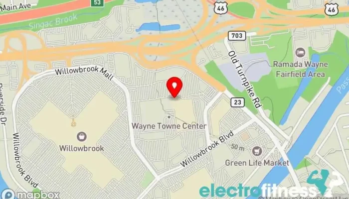 map of UFC FIT Wayne Gym, Boxing gym, Fitness center, Martial arts school, Personal trainer, Physical fitness program, Pilates studio, Yoga studio in Wayne