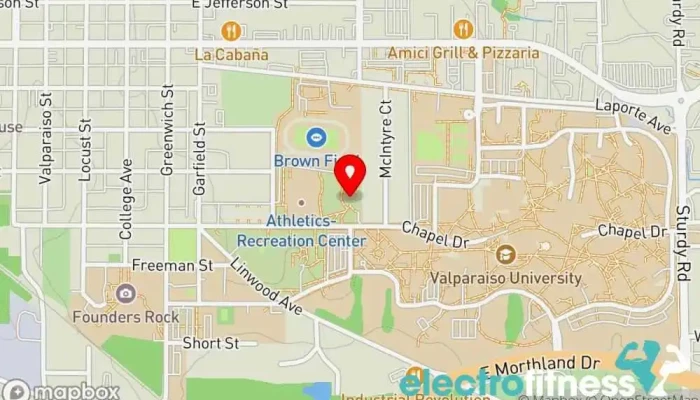 map of Valparaiso University Fitness Center Gym, Private college, Recreation center in Valparaiso