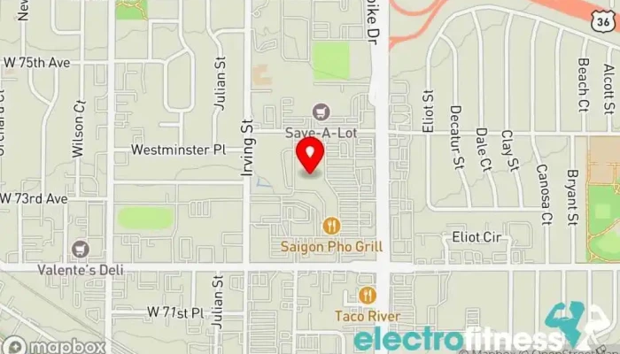 map of VASA Fitness Gym, Athletic club, Basketball court, Fitness center, Indoor swimming pool, Personal trainer, Physical fitness program, Weightlifting area, Women's personal trainer in Westminster