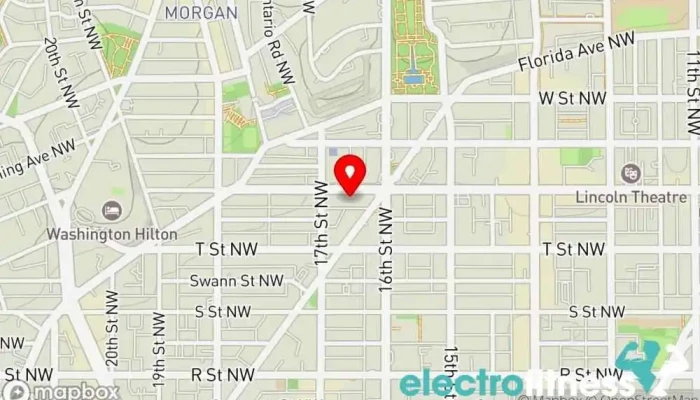 map of VIDA - U Street Physical fitness program, Fitness center, Gym, Indoor cycling, Nutritionist, Personal trainer, Pilates studio, Sauna, Yoga studio in Washington