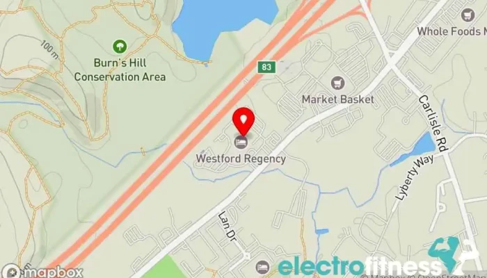 map of Westford Regency Health Club Fitness center in Westford