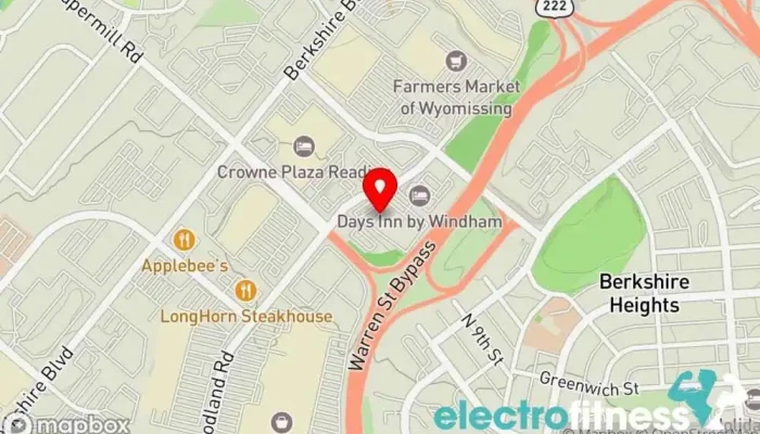 map of Wyomissing Fitness and Training Fitness center, Gym, Personal trainer in Reading